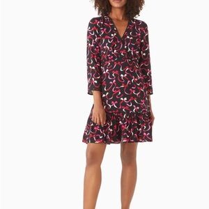 kate spade Black Mini Dress with Pink & White Abstract Swirl